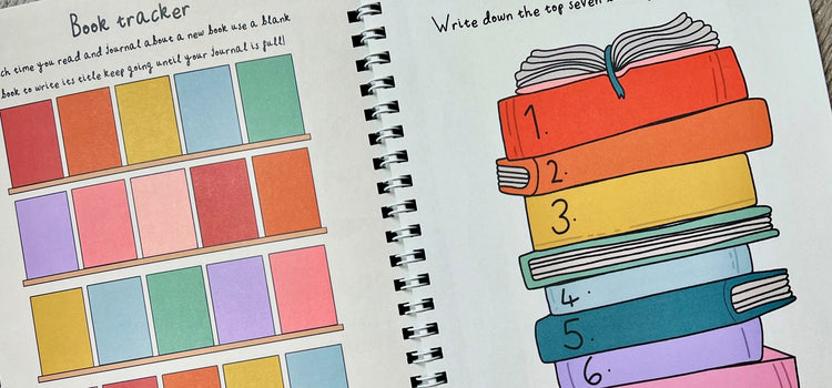 Colourful book tracker pages inside the Reading Journal